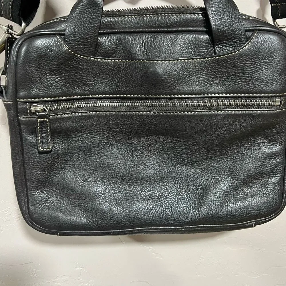 Levenger Brown Full Grain Leather Shoulder Business Bag